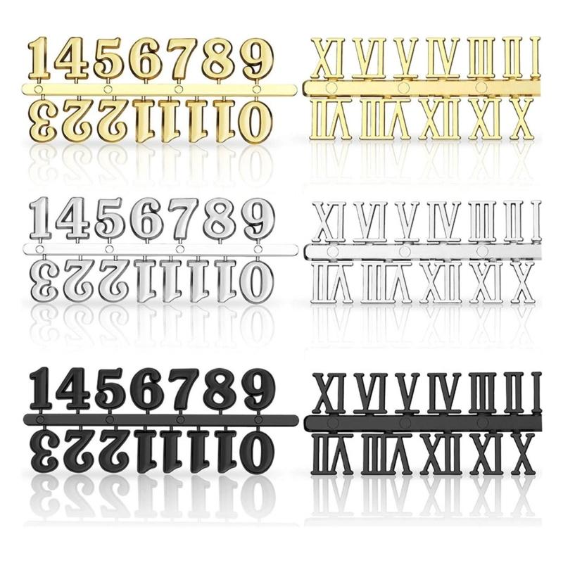 Craft Digital Clock Numbers Kits Metal Arabic or Roman Numerals Set for Clock Watch Repair Replacement Accessories