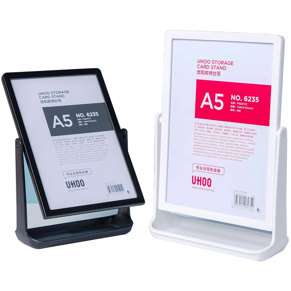 

SVIAO Держатель для табличек, Подставка для меню, Двусторонний, Вращающийся на 360°, POP-стенд, Реклама, Фото, Держатель для карт (Черный, А5)