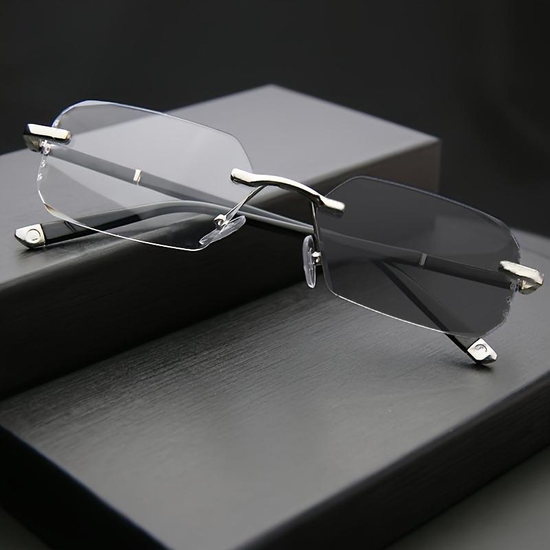 

Мужские модные фотохромные очки элегантные без оправы в стиле ретро с оправой из поликарбоната, модные плоские линзы с защитой от синего света, полуоправа серебряный