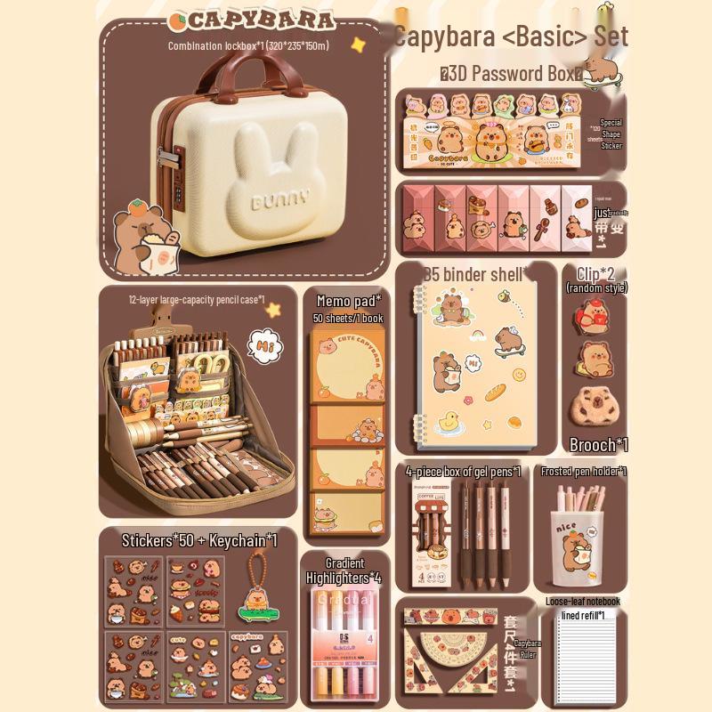 Capybara Souvenir Schreibwaren-Set - Perfektes Geschenk zum Kindertag, Geburtstag oder als Auszeichnung im Kindergarten