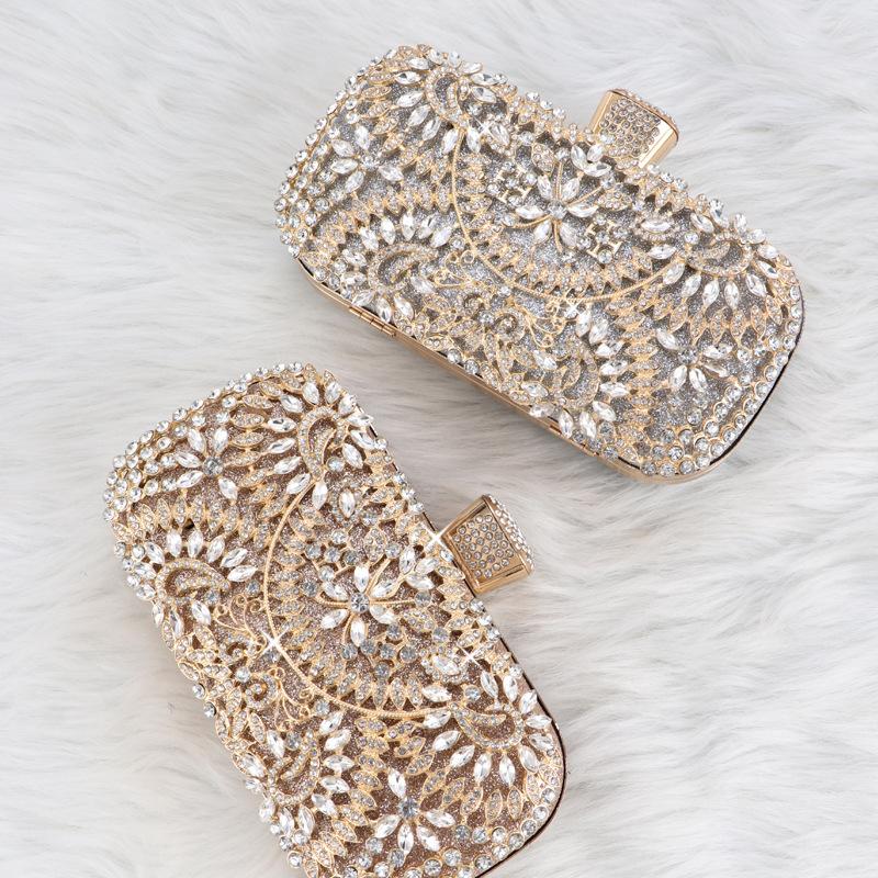 2023 Diamond Evening Clutch Bag For Women Wedding Golden Clutch Purse Chain Shoulder Bag Small Party Handbag With Metal Handle