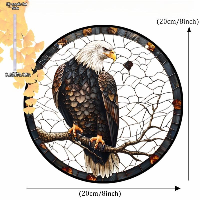 Sun Catcher - Vibrant Stained Glass Style Window Hanging with Lifelike Eagle Design, Nurseries, Vintage Home Decor Wall for Bar Kitchen, Restaurant Sh