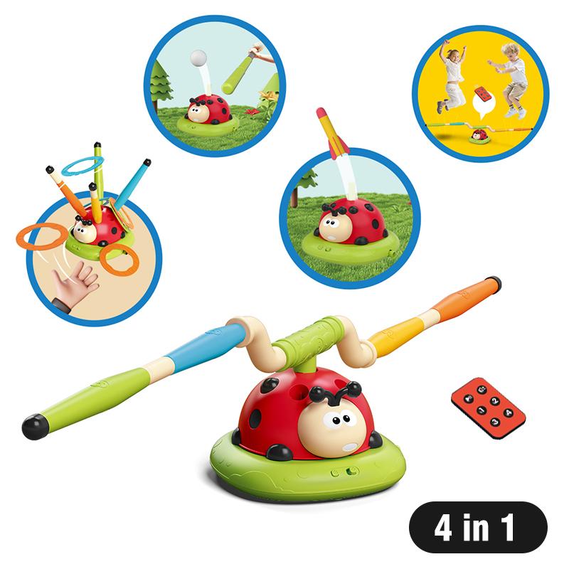 Musical Jump Sports Toys 5 In 1 3 In 1 Toss Ring Game Toy And Shooting Launcher For Kids Ladybug Multifunction Outdoor Machine