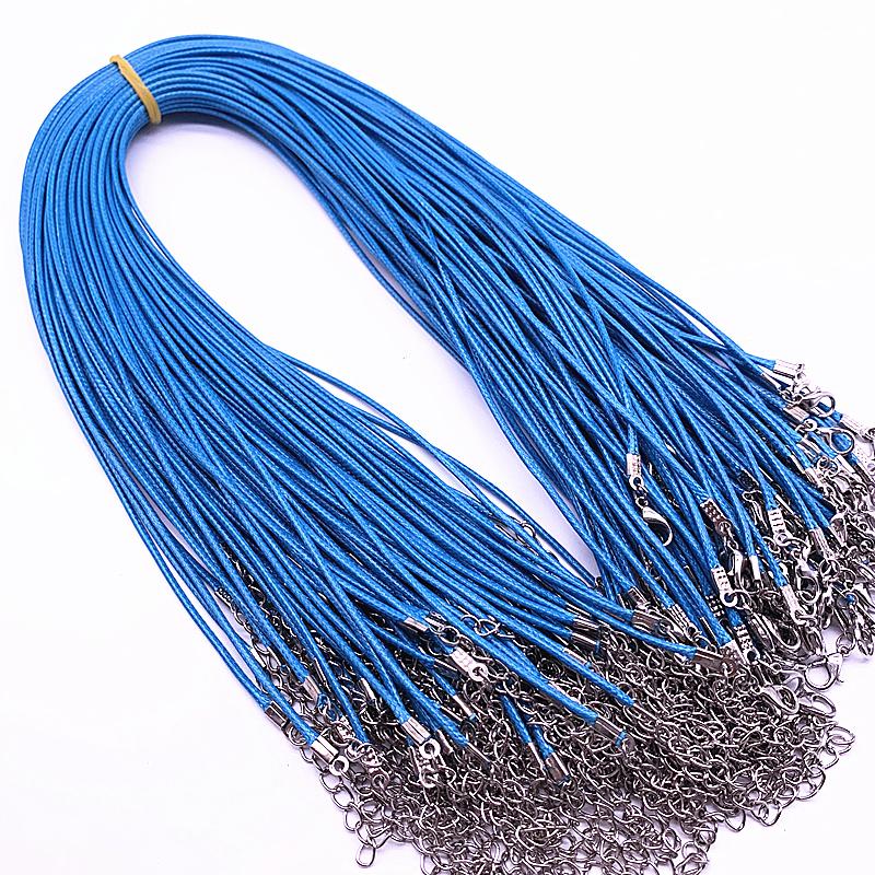 New 10pcs 1.5mm Leather Cord Wax Rope Chain Necklace Extender Chain Lobster Clasp DIY Jewelry Accessories