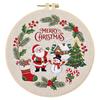 Christmas Embroidery Craft Set DIY 30x30cm Cotton Printed Fabric with 20cm Hoop Thread Needle Beginner Kit