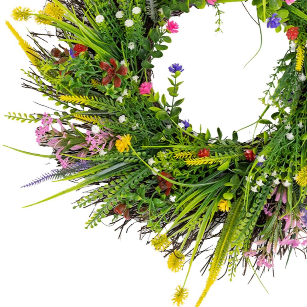 Front Door Spring Wreath Durable Fashion Elegant Ornament Hanging Wildflower Wreath for Wedding Wall Holiday Indoor Farmhouse