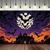 Scary Halloween Backdrop Banner-Castle with Bats&Full Moon for Indoor/Outdoor Parties,Graduation,Halloween Decor,Event