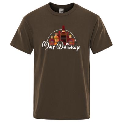 Malt Whiskey Bedrucktes T-Shirt Lustig Alkohol Betrunken Herren Kurzarm Locker Übergroße T-Shirts Mode Streetwear Sommer Tops