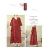 2025 Literary Retro Travel Plus Slim Cotton V-Neck Dress