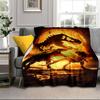Dinosaur Moonlit Adventure Blanket Flannel Blanket for bed, sofa, Camping, Hiking, Picnic Essentials, gift for family Fan gifts