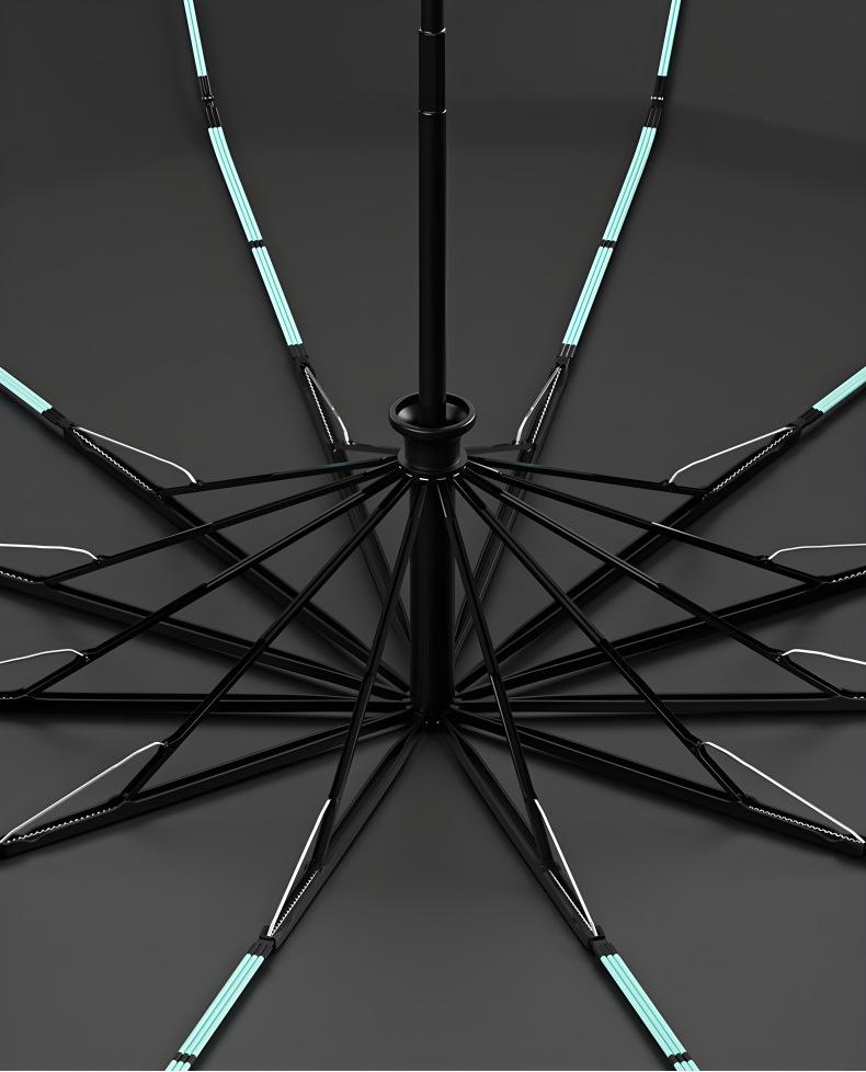 60-Bone Double-Rib Automatic Folding Umbrella: Black Sunshade & Rain Protection, Dual-Use for UV Sunscreen or Business Advertising.
