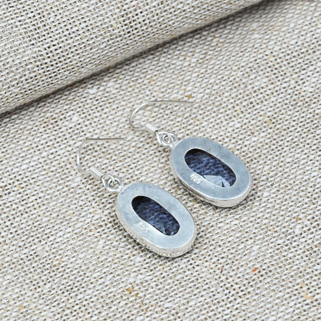 Iolite Gemstone 925 Sterling Silver Handmade Earring Jewelry Beauteous Gift For Love