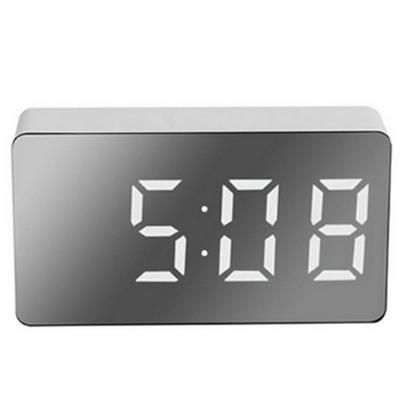 LED Mirror Alarm Clock Digital Alarm Clock Multifunctional Mini Electronic Alarm Clock for Bedroom Living Room Office