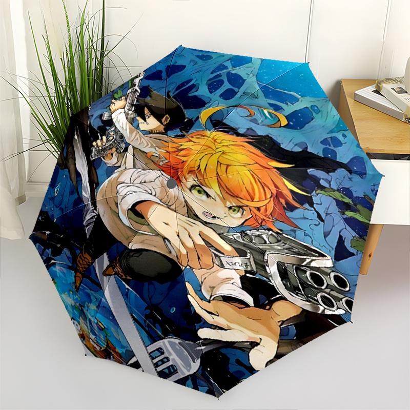 

1pc The Promised Neverland Automatic Opening Umbrella with Foldable Design, Iron Frame Outdoor Umbrella - Perfect Gift for Fans, Travelers, Every