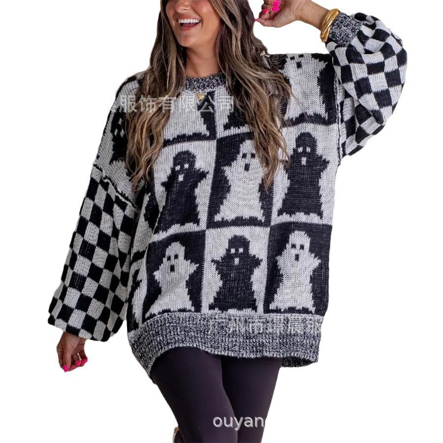 Spot Autumn New Fashion European Beautiful Women's Tops Casual Loose Crew Neck Sweater