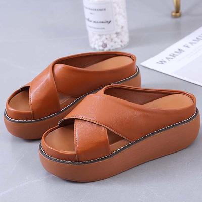 Sandalias de mujer, sandalias Vintage con plataforma para mujer, zapatos antideslizantes de fondo grueso para mujer, zapatillas informales para mujer, chanclas de playa, zapatos femeninos