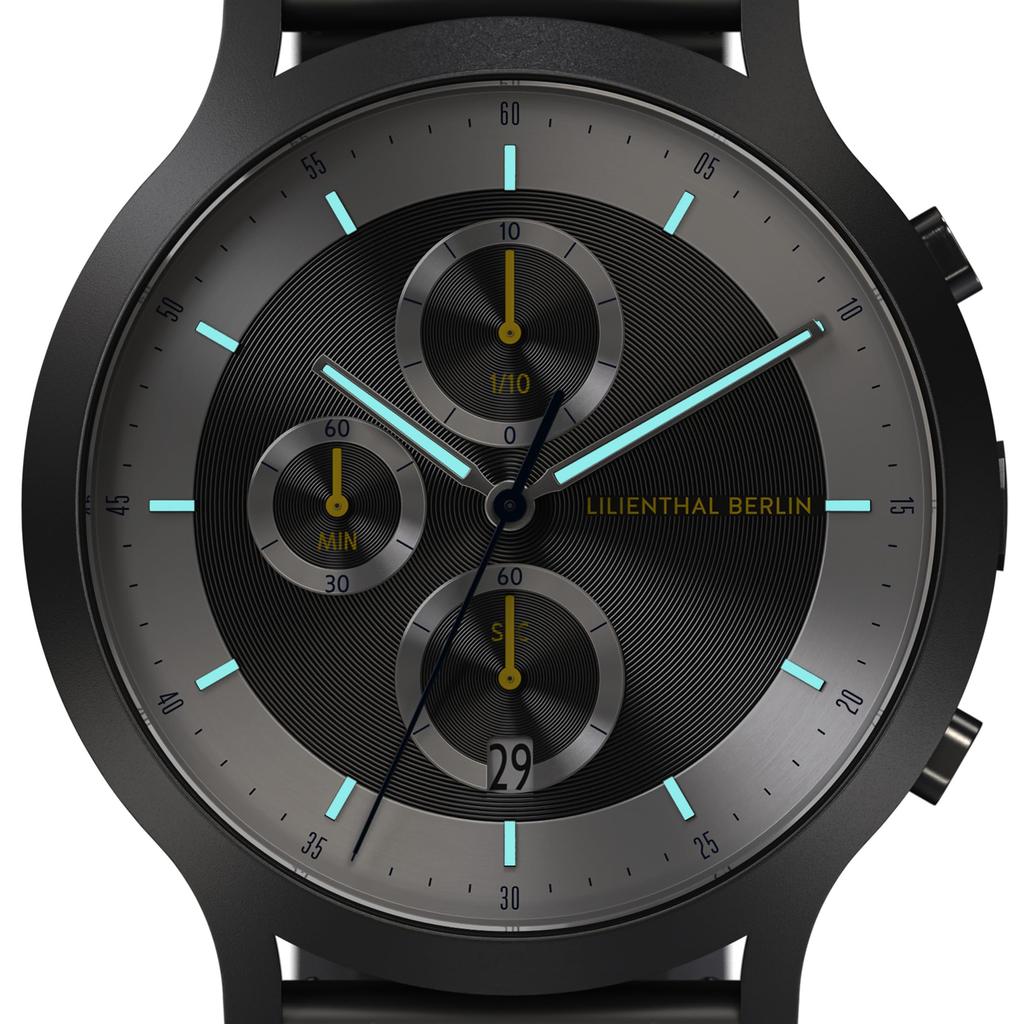 Lilianthal Berlin Chronograph Watch with Date Made in Gray CD1-004-B009F Men's Display, Germany,