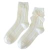 JK Girl Ruffle Lace Trim Cotton Ankle Socks Jacquard Knit Frilly Socks for Women