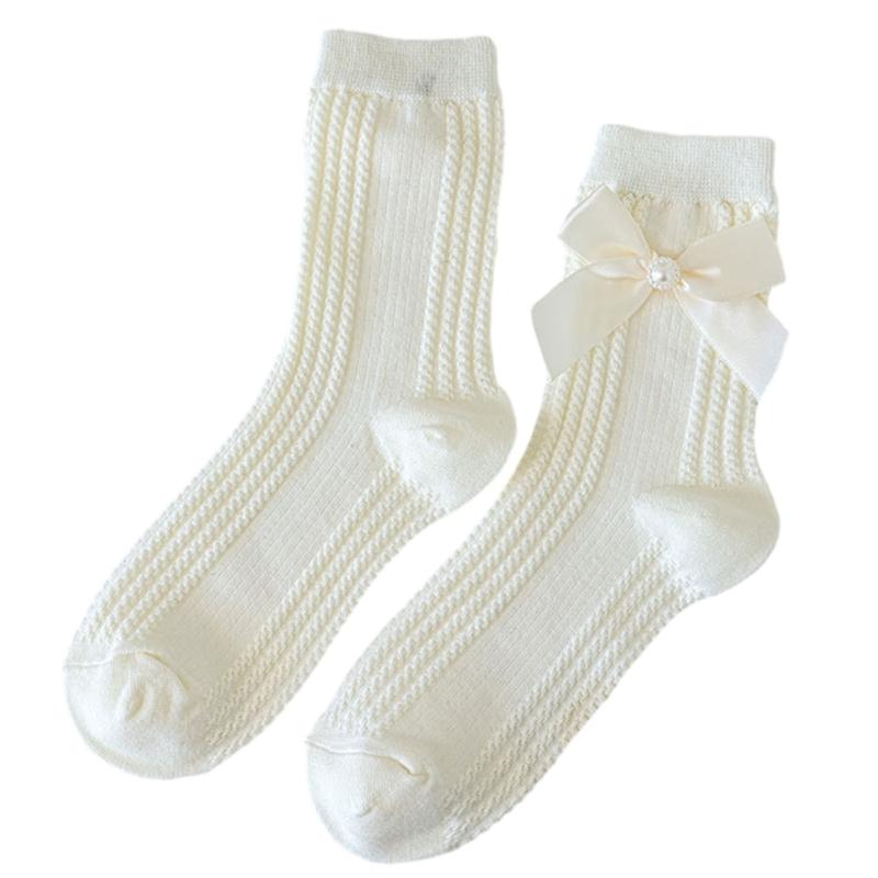 JK Girl Ruffle Lace Trim Cotton Ankle Socks Jacquard Knit Frilly Socks for Women