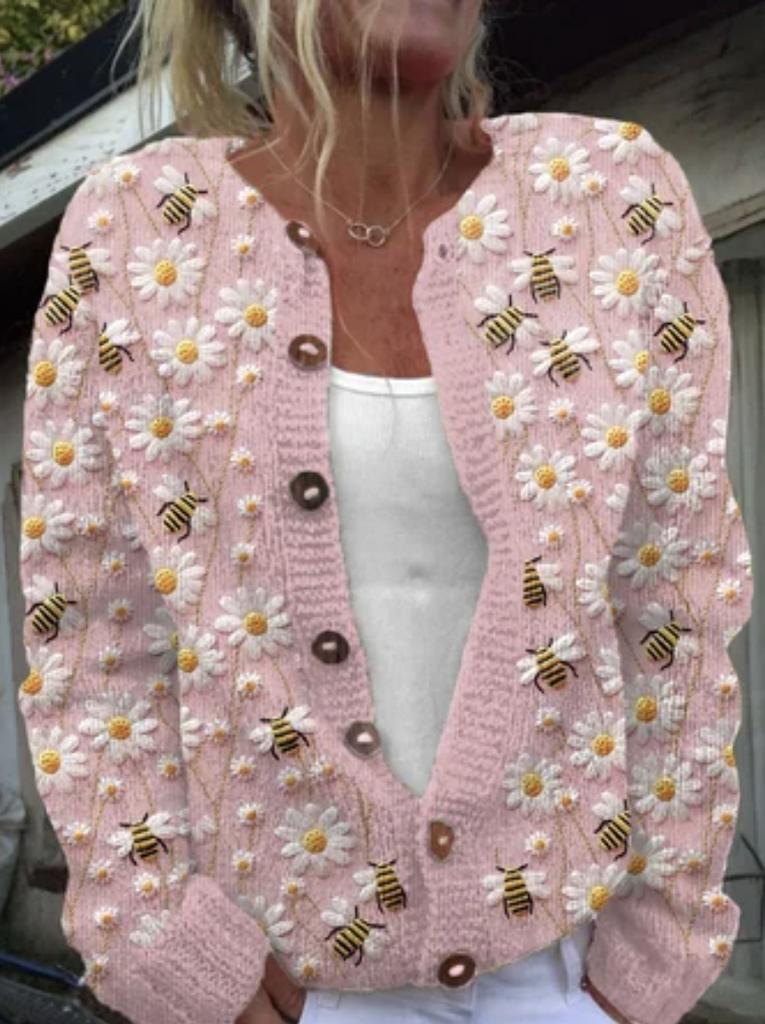 2026 foreign trade new 3D digital printing cardigan knitted jacket women's clothing early spring and autumn factory wholesale