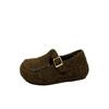 2025 autumn new matte belt buckle thick-soled outer wear half-drag lazy warm trendy women cotton velvet single shoes