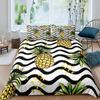 Funny Pattern Pineapple Bedding Set Decor Quilted 3 Piece Cover Set With 2 Pillow Shams, Twin Full Queen King Size Room Decor