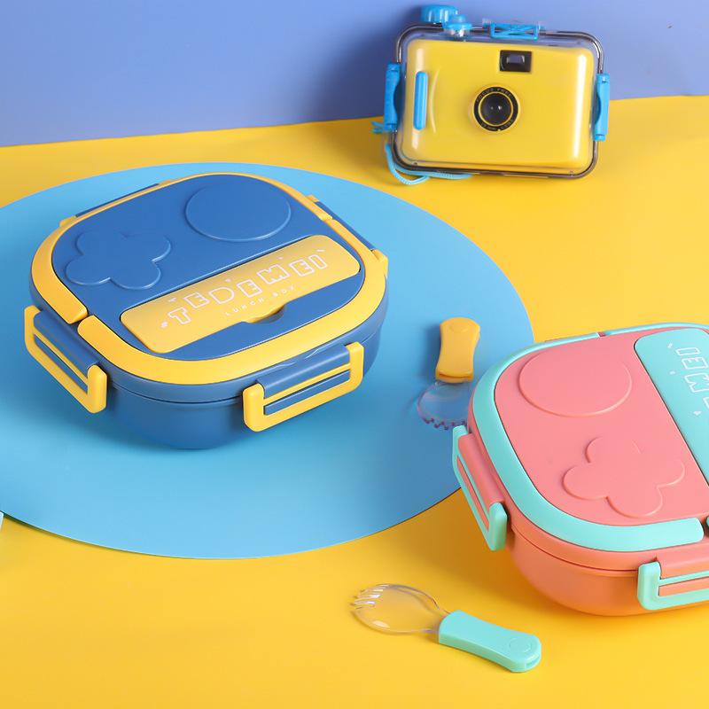 Kids' Stainless Steel Bento Lunch Box with Lid and Cutlery