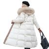 Damen Neue Jacke Parkas Pelzkragen Daunen Baumwolljacke Winter Kapuze Langer Parka Warm Weibliche Gepolsterte Jacke Lässige Oberbekleidung