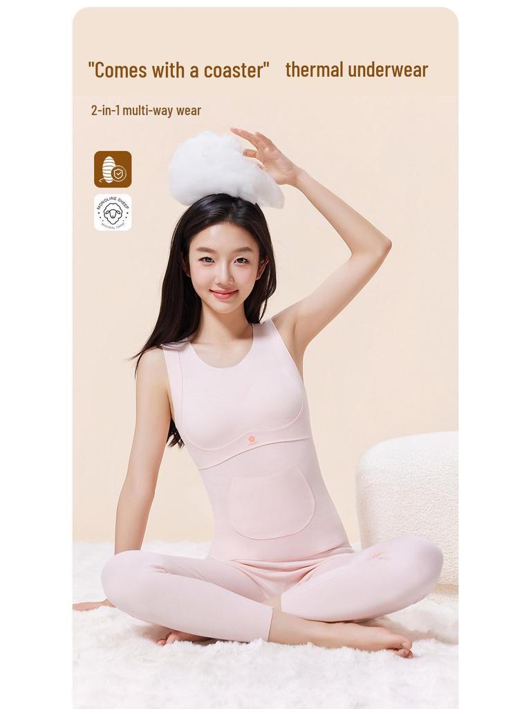 Middle/High School Girls' Warm Fleece-Lined Vest with Development Bra and Belly Protector