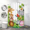 1pc Zoo Printed Waterproof Shower Curtain Bathe Partition Privacy Hanging Curtain with 12 Hooks Multiple Sizes Machine Washable
