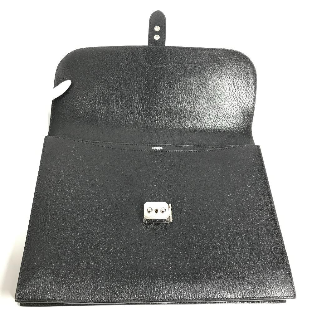 HERMES pouch bag Sac Adepeche Accessories Clutch bag Leather Black/Silver