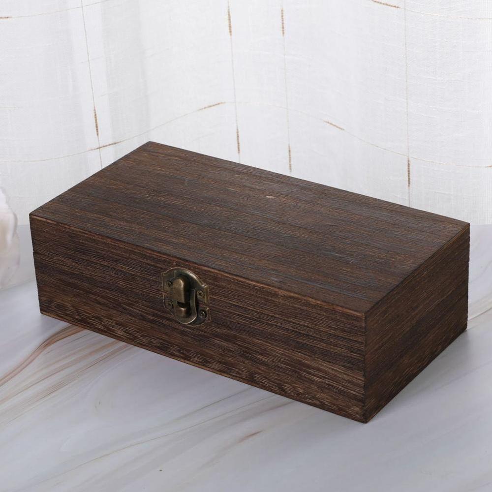 Craft Lock Earring Containers Decorative Trinket Case Jewelry Box Wooden Storage Box Clamshell Box