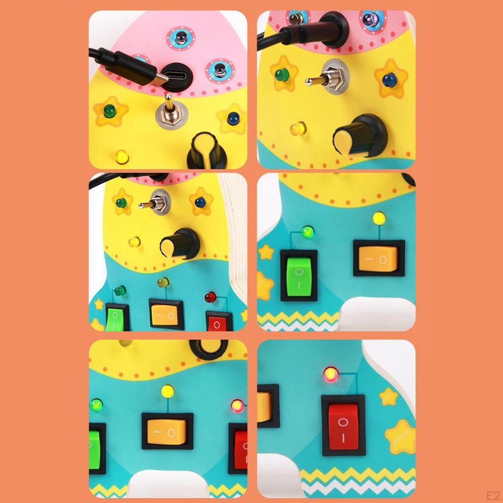 Busy Board Toy Educational Multiple Ways to Play Wooden Kids Puzzle Shape Switch