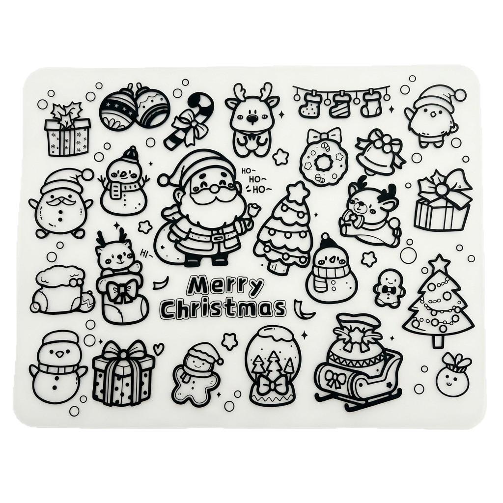 Christmas Silicone Cartoon Doodle Placemat - Reusable Painting Mat