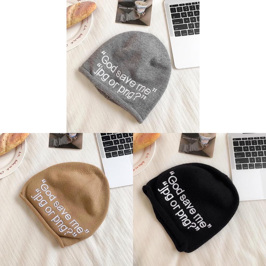 Knit Beanie Hat For Women With Alphabet Print Warm Winter Style