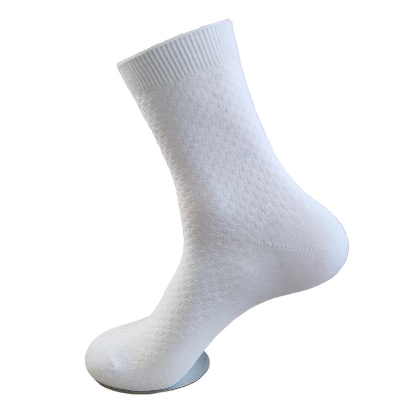 Men's Black Bamboo Fiber Summer Socks - Breathable, Sweat-Absorbent Mid-Calf Business Casual.