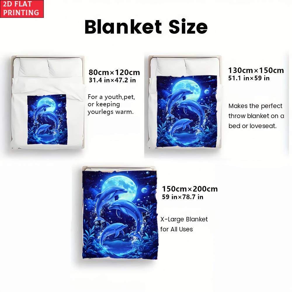 Manta de Delfín Escena de Luna Oceánica Manta Polar Decoración de Vida Marina Suave Cálida Todas las Estaciones Regalo para el Hogar