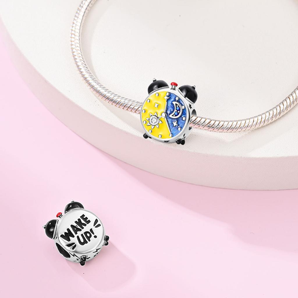 Copper Poker Alarm Clock Charms Colored Zircon Camera Beads Pendant Fit Brand Bracelet Diy Birthday Jewelry Gift