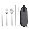 Stainless Steel Aviation Outdoor Dining Knife Spoon Fork Straw Cleaning Brush Western Food Tableware Set Tableware Gift