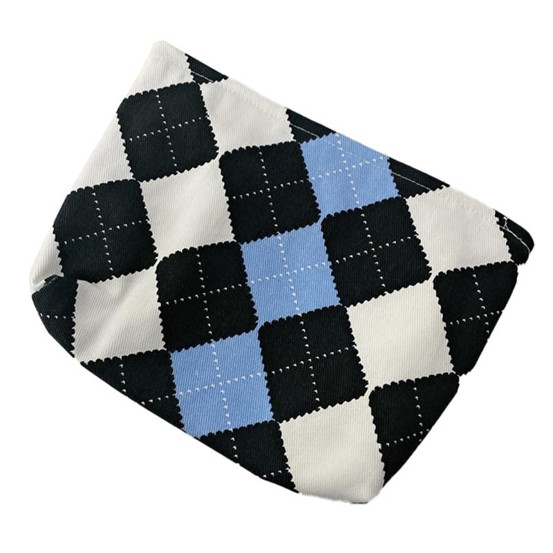 

TZ Checkered Canvas Cosmetic Storage Bag Large Capacity Makeup Pouch Pen Coin Purse Handbag Three Color