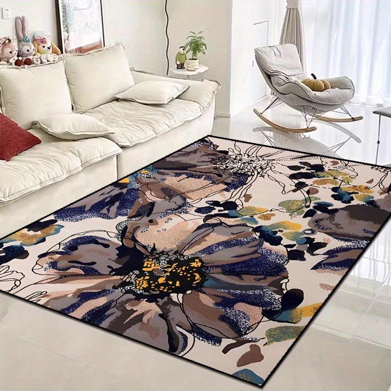 Butterfly Flower Stain-resistant Wear-resistant Door Mat and Living Room Sofa Carpet, Easy to Clean, Large Size.