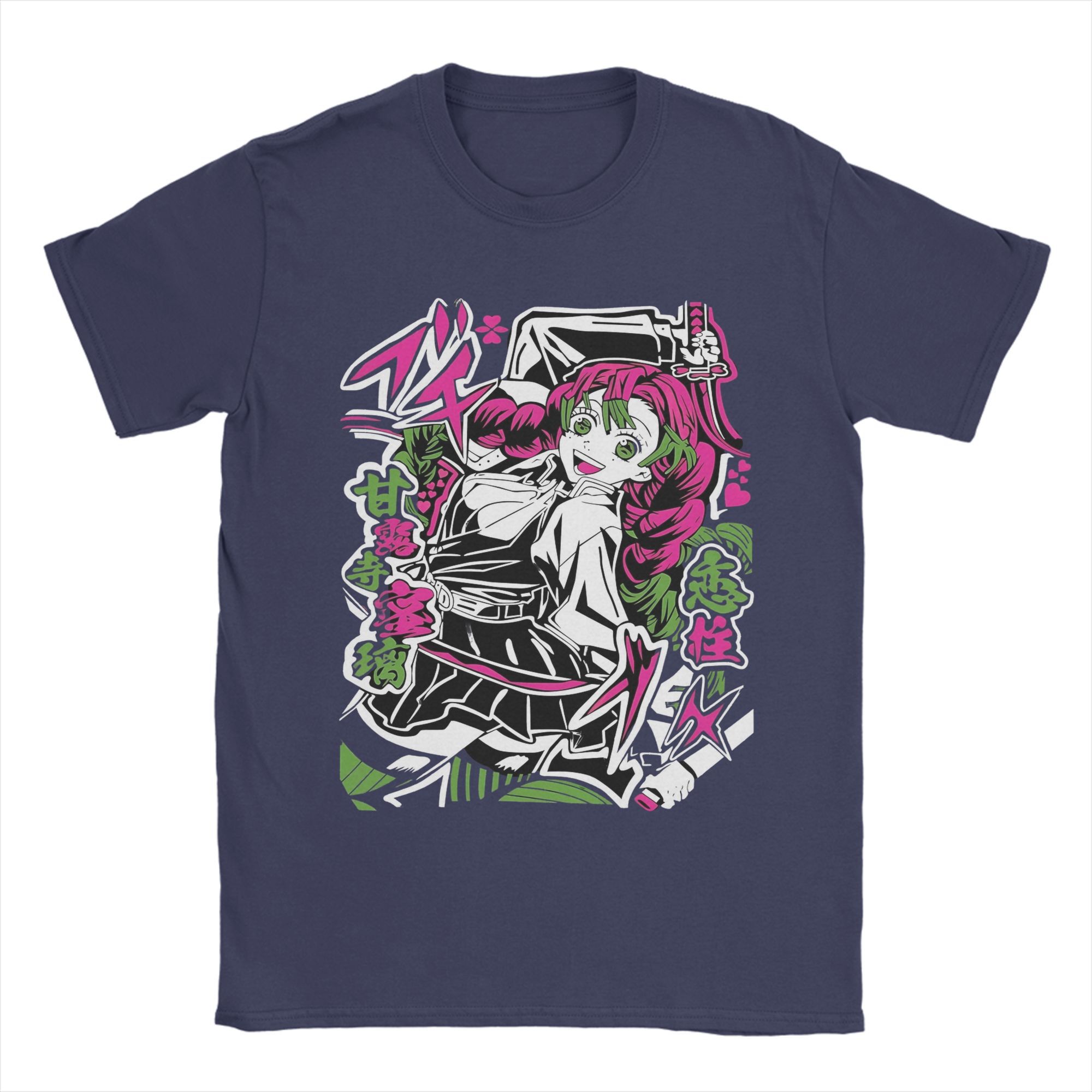 

Мицури Канроджи Клинок, рассекающий демонов Мужские футболки Любовь Хасира Повседневная футболка с коротким рукавом и круглым вырезом Футболки 100% хлопок Одежда 4XL