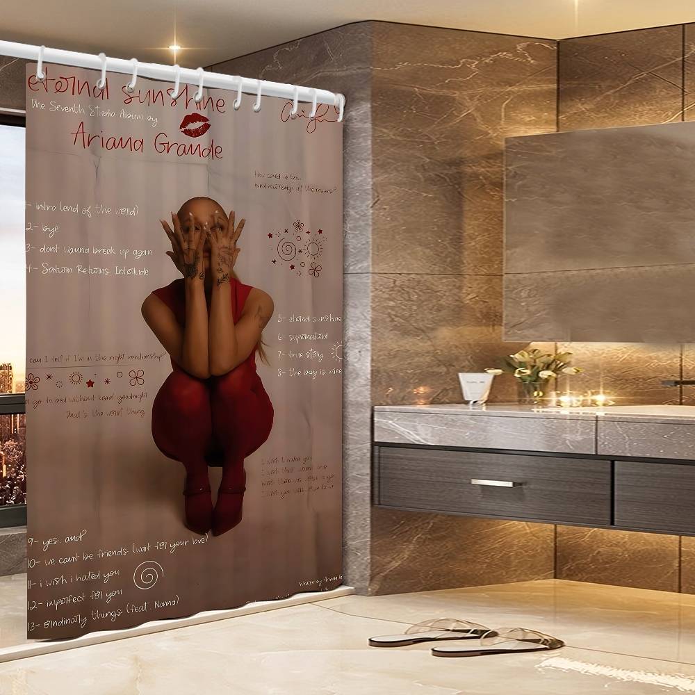

Grande Eternal Sunshine A-Ariana Singer Polyester Shower Curtain Waterproof Rust Resistant Grommet Easy Care Wipe Clean Durable 90x180 cm
