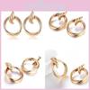 Fashionable Gold Alloy Earrings With Geometric Shapes Perfect For Any Occasion