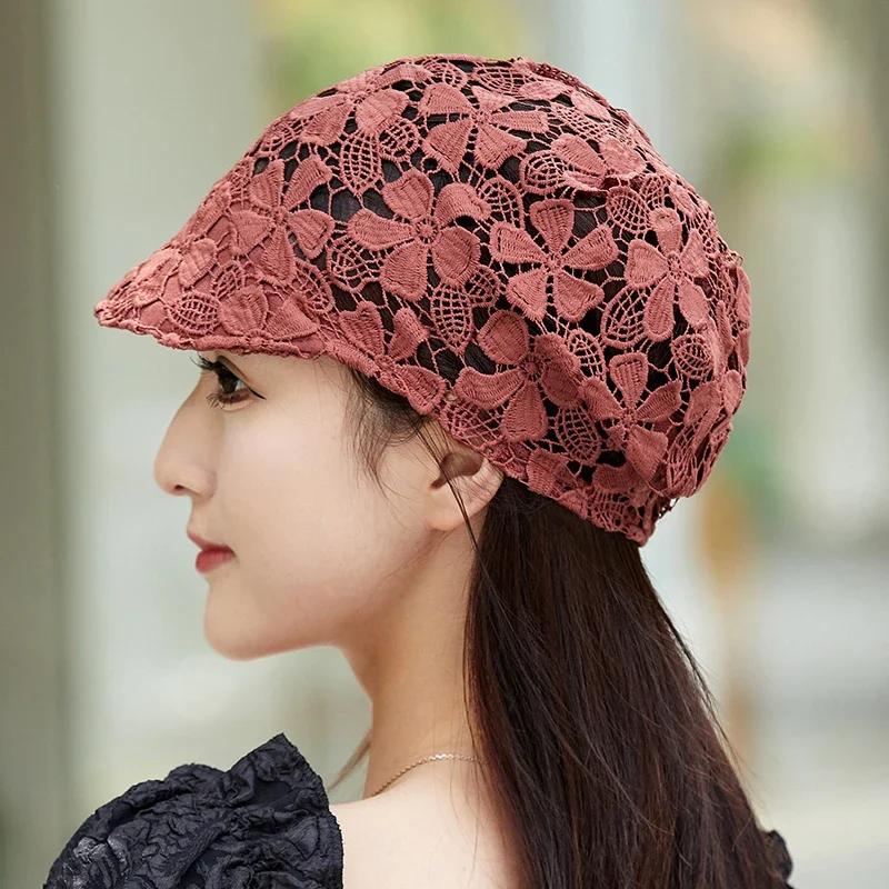 Zomer Dun Hol Haakbloem Hoed Elegante Dames Casual Pet Mode All-match Eenvoudig Buiten Straat Zoete Baseballpetten