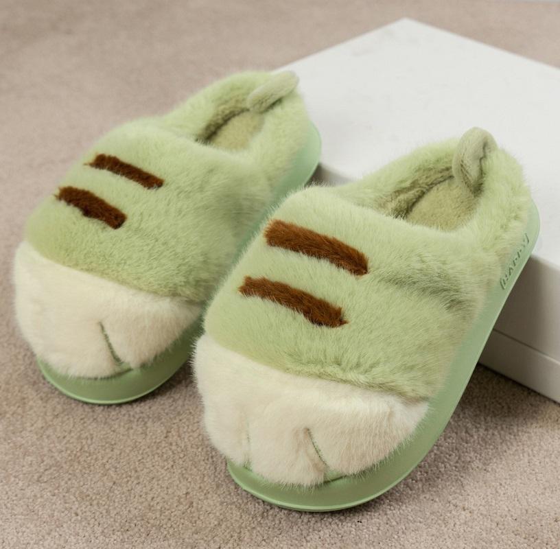 Nye myke kosete kattesko for kvinner, nydelig kattepote, vintersko, tøfler i fuskepels, dame, stilige dyre-kattunge-klo-hjemmesko