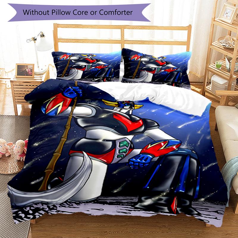 3pcs UFO Robo Grendizer pattern bedding set duvet cover set includes duvet cover &pillowcases, perfect all season bedroom decoration & gift