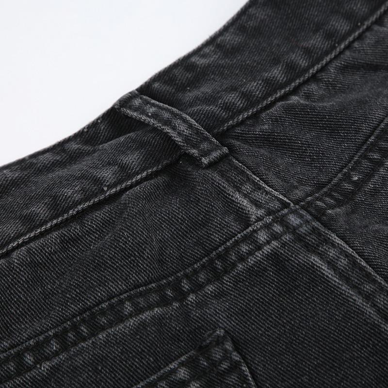 Women's Retro Personality Hot Drill Do Old Loose Wide Leg Low Waist Jeans Spring and Summer New Drape Casual Trousers