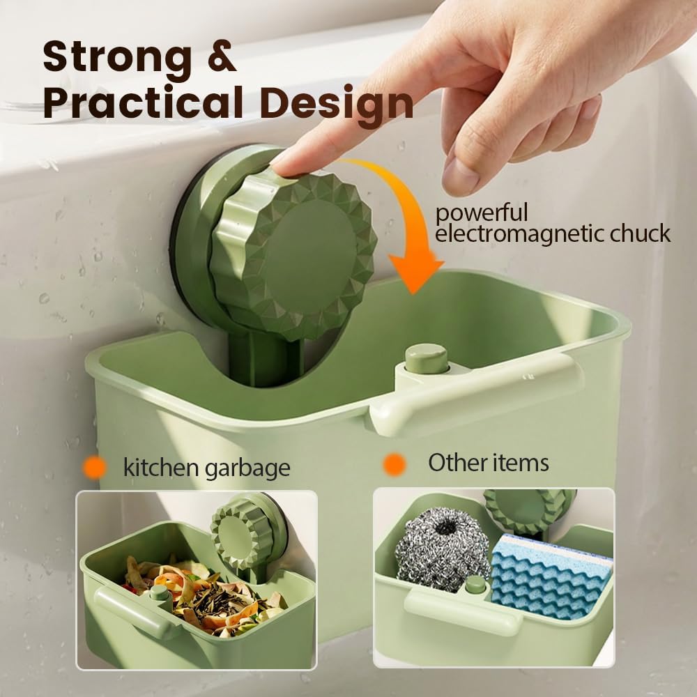 New Sink Drain Strainer Bask Sink Washing Basin Anti Leak Filter Basin Suction Cup Rack One Click Press Type Grid Drain Storage