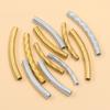 18K Gold-Plated Curved Embossed Stainless Steel Tube Bead for DIY Jewelry